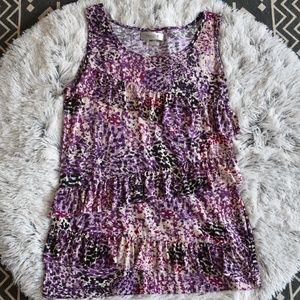 Van Heusen Ruffle Tank Top Purple, White, & Black